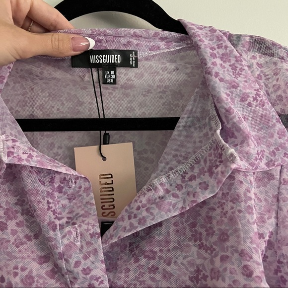 Mesh Floral Long Sleeve Bodysuit Top - Picture 2 of 9